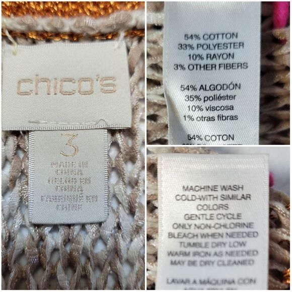 Chico's Color Pop Multicolor Knit Longline Cardigan Orange Pink Plus Size - Picture 15 of 16